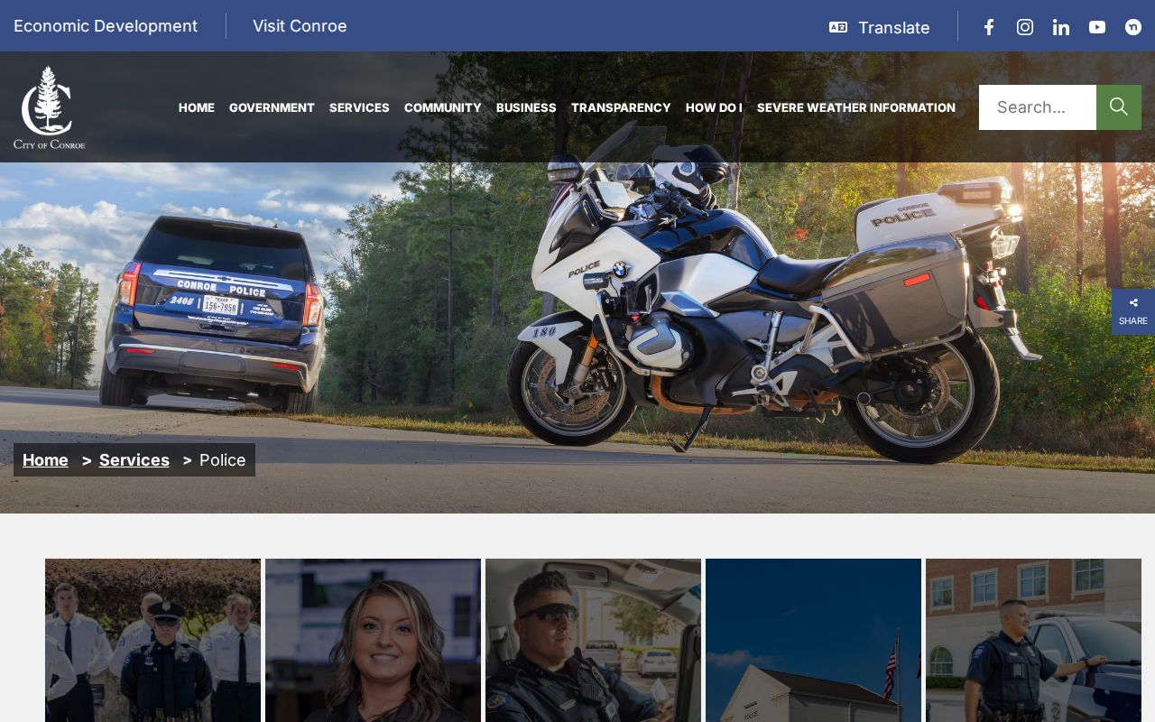 Conroe criminal records Police Department service page
