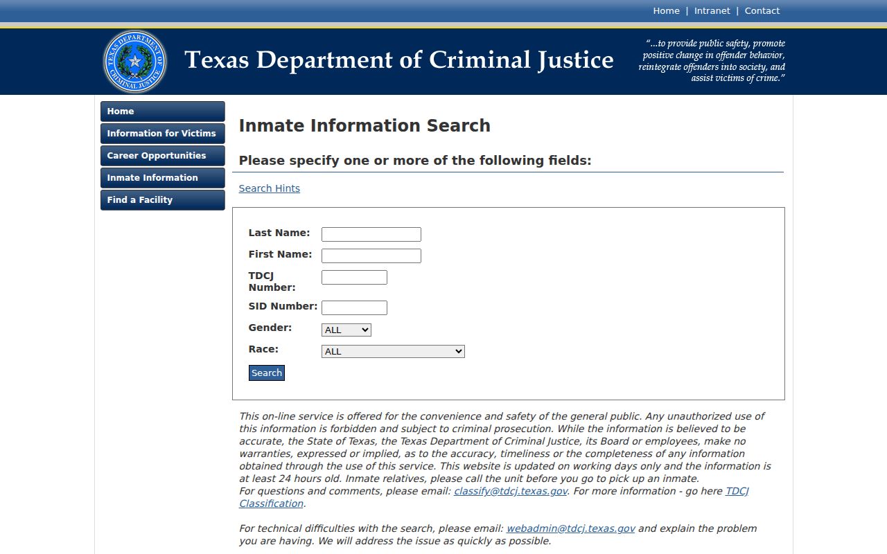 Texas prison search after a Montgomery County arrest and transfer