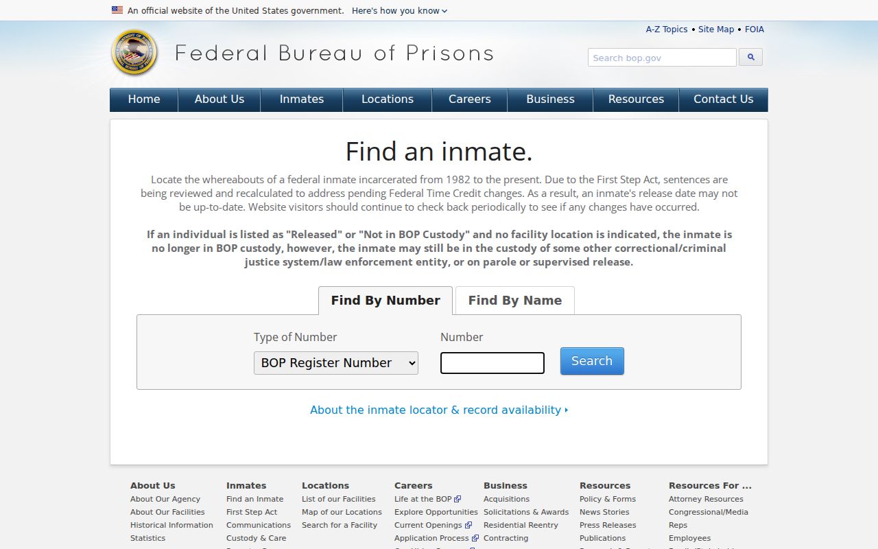 Federal inmate locator distinguished from Montgomery County arrest records