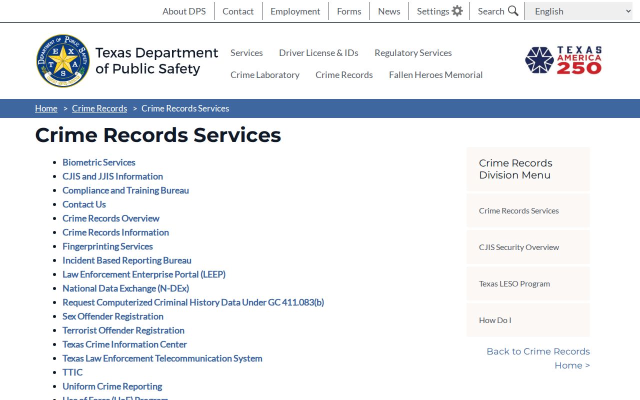 Montgomery County criminal history Texas DPS Crime Records services