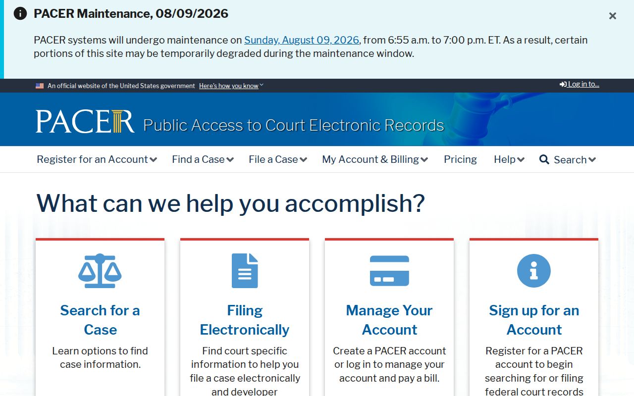 Montgomery County federal criminal record PACER access