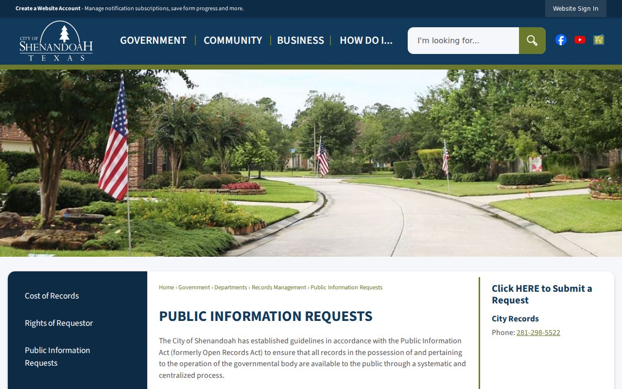 Shenandoah criminal records police public information request portal