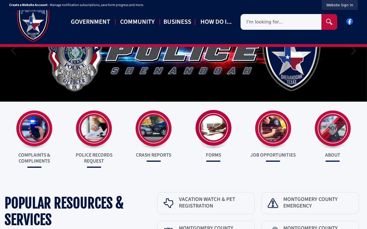 Shenandoah criminal records Police Department contact page